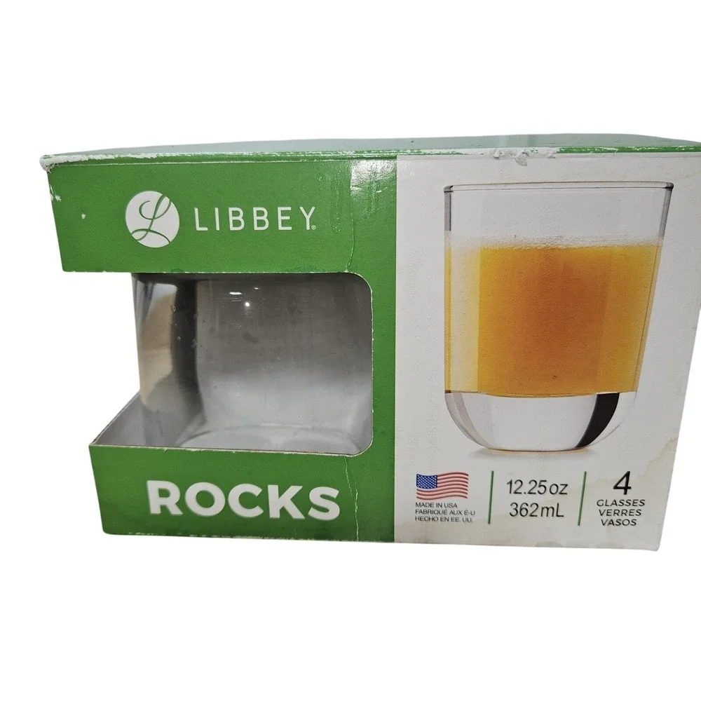 Libbey Rocks Glasses Set of‎ 4 12.25oz Tumblers Made in USA Barware Drinkware